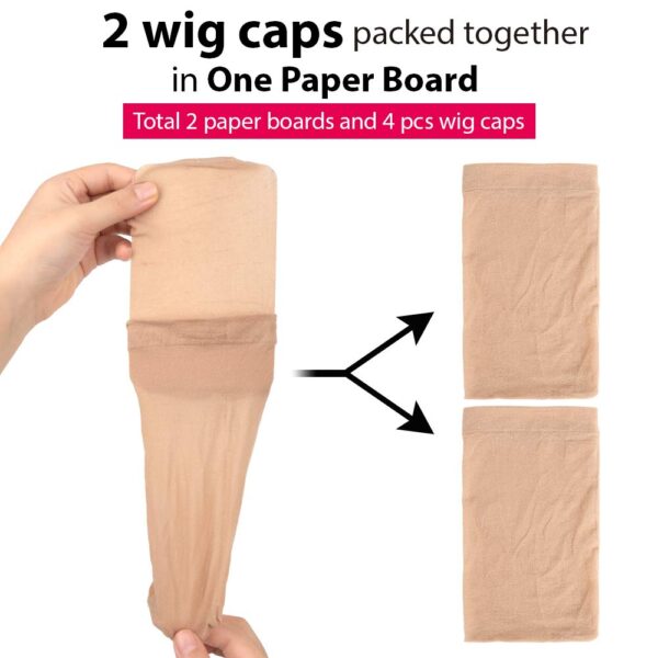 Fandamei 4 pieces Light Brown Stocking Wig Caps Stretchy Nylon Wig Caps for Women - Image 2
