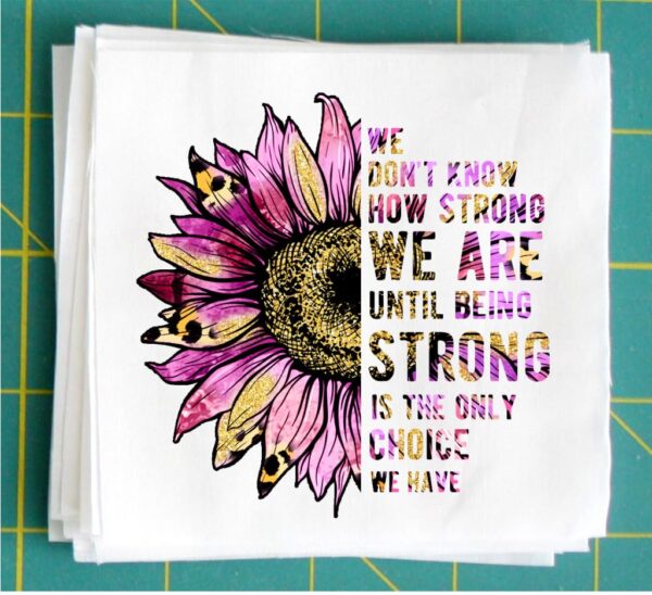 Fight Cancer Fabric Panel Quilt Block for crafting and sewing (8x8 inches) BCA74962 - Image 2