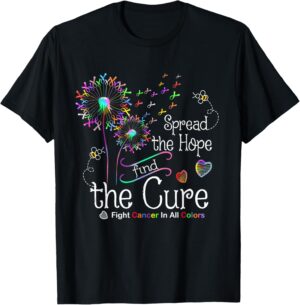 Fight Cancer In All And Every Color Ribbons Dandelion Flower T-Shirt