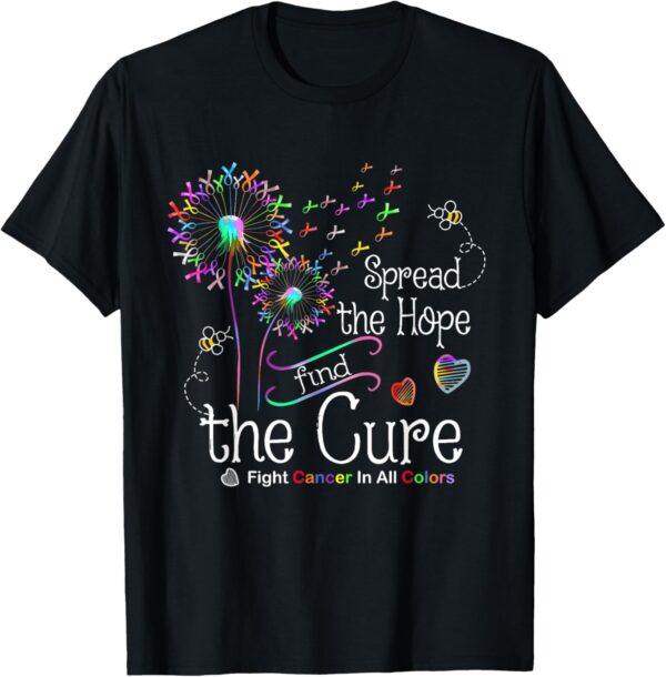 Fight Cancer In All And Every Color Ribbons Dandelion Flower T-Shirt
