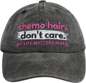 Fight Like a Girl Chemo Hair, Don't Care Embroidered Baseball Cap for Cancer Awareness
