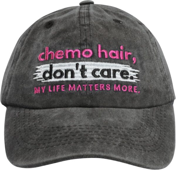 Fight Like a Girl Chemo Hair, Don't Care Embroidered Baseball Cap for Cancer Awareness
