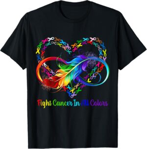 Fight cancer in all and every color rainbow ribbons heart T-Shirt
