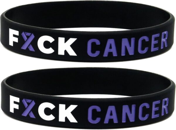 Fuck Cancer Wristbands with Lavender Purple Awareness Ribbon (6-pack) - Bulk Pack of 6 Silicone Bracelets for Men Women Adults - Cancer Awareness Accessories and Support Gifts for Cancer Survivors