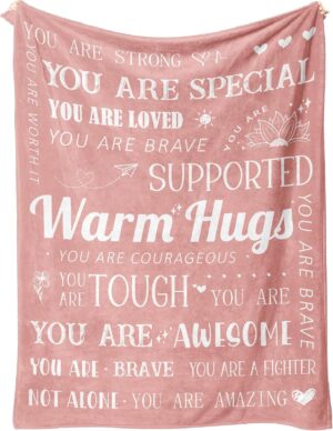 Get Well Blanket, Breast Cancer Gifts for Women, Get Well Soon Gift for Mom Sister Friend Coworker, Feel Better After Surgery Gifts, Mental Health Inspirational Healing Blanket