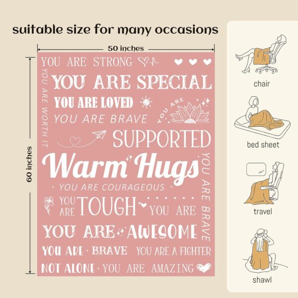 Get Well Blanket, Breast Cancer Gifts for Women, Get Well Soon Gift for Mom Sister Friend Coworker, Feel Better After Surgery Gifts, Mental Health Inspirational Healing Blanket - Image 2