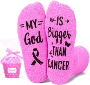 HAPPYPOP Breast Cancer Gifts for Women Men - Cancer Chemo Comfort Socks for Survivor Patients