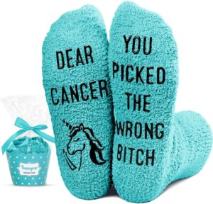 HAPPYPOP Breast Cancer Survivor Comfort Gifts, Chemo Socks For Women, Inspirational Awareness Socks