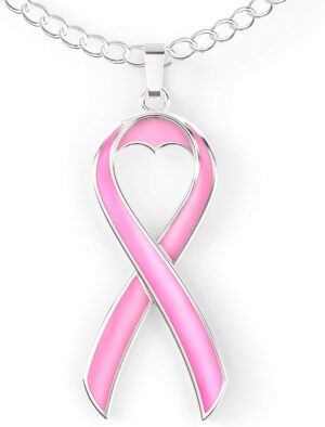 Happy Kisses Cancer Awareness Necklace - Ribbon Pendant, “Together We are Tougher Than Cancer” - Gift for Women