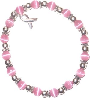 Hidden Hollow Beads Breast Cancer Awareness Bracelet, Pink Out Day, Great For Fundraising, Stretchy fits most, 6mm