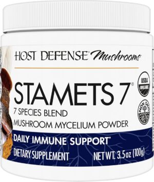 Host Defense Stamets 7 Mushroom Powder - 7 Species Blend - Mushroom Supplement for Immune Support with Royal Sun Blazei, Cordyceps, Reishi, Maitake, Lion's Mane, Chaga & Mesima - 3.5 oz (66 Servings)