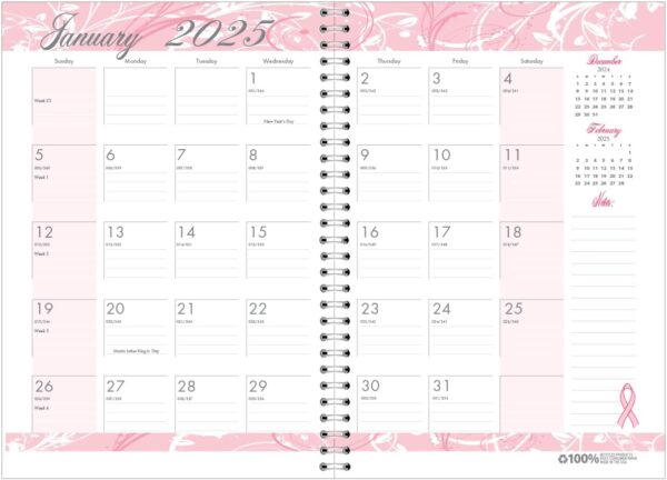 House of Doolittle 2025 Monthly Planner and Journal, Breast Cancer Awareness, 7 x 10 Inches, January - December (HOD5226-25)