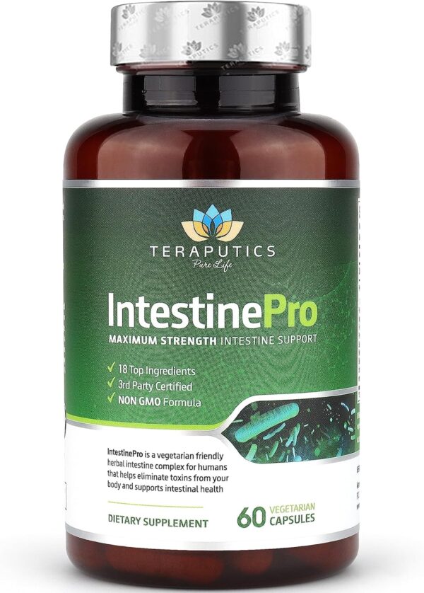 IntestinePro Intestine Support for Humans with Non-GMO Wormwood, Black Walnut, Echinacea + 15 More Premium Ingredients, 60 Vegetarian Capsules