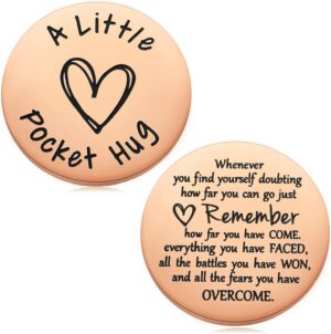 MIXJOY Little Pocket Hug Keepsake Long Distance Gifts for Friends BFF Bestie, Encouragement Cancer Survivor Recovery Gifts, Thinking of You Token, Double Sided