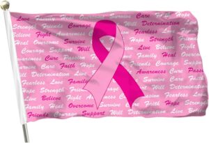 MOFAN Breast Cancer (Pink) 3x5ft Polyester Flag Pink Ribbon with 2 Brass Grommets