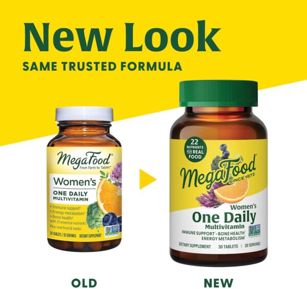 MegaFood Womens Multivitamin One Daily - Multivitamin for Women - Vitamin C, Vitamin D, Iron & B Vitamins - Bone, Energy Metabolism & Immune Support - Vegetarian, GlutenFree - 90 Tablets, 90 Servings - Image 2