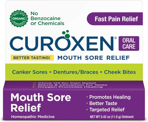 Mouth Sore Gel, Natural Relief for Inside Mouth Sores with Olive Oil, Calendula, and Clove – 0.42 oz