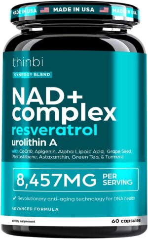 NAD Supplement 8457 mg Extra Strength NMN Alternative Liposomal + Green Tea for Women & Men, Resveratrol, CoQ10, Alpha Lipoic Acid – Energy Anti-Aging,Cell Regeneration –30-Day