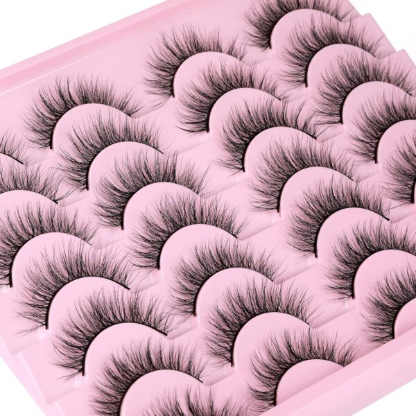 Newcally Natural Look Lashes Mink 3D Volume Wispy False Eyelashes Short Light Volume Fake Eye Lashes Pack 14 Pairs Reusable Soft Faux Mink Eyelashes - Image 2