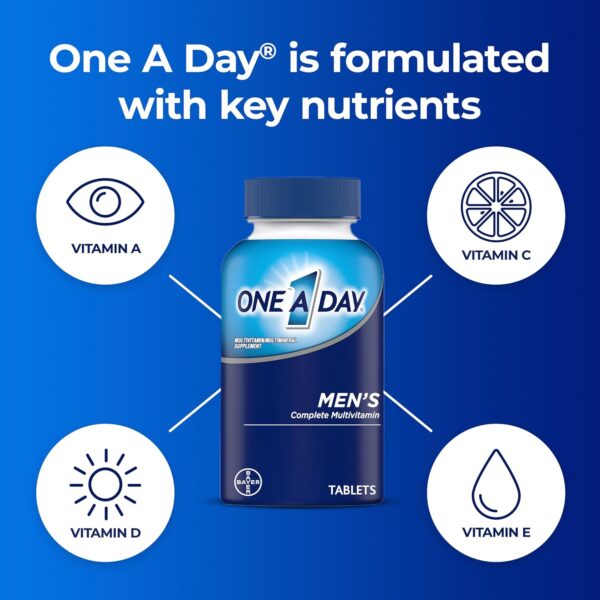 One A Day Men’s Multivitamin, Supplement Tablet with Vitamin A, C ,D, E and Zinc for Immune Health Support, Vitamin B12, Calcium, 200 count - Image 2