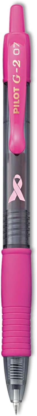 PILOT G2 Premium Pink Ribbon Retractable Gel Roller Ball Pen, Fine Point, Black Ink, 12-Pack (31332)