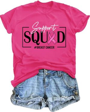 Pink Ribbon Shirts for Women Breast Cancer Awareness Tshirts Ribbon Graphic Print Tee Inspirational Breast Cancer Tops