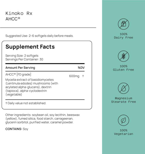 Premium AHCC Immune Support Supplement - Most Bioavaliable AHCC - Natural Mushroom Extract - Quality of Life AHCC Kinoko Rx - Image 2