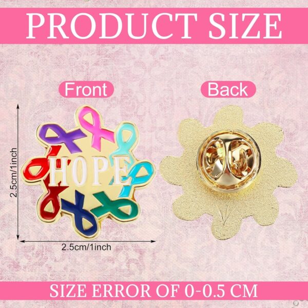 Riceshoot 40 Pcs Cancer Awareness Pins Bulk Colorful Ribbon Hope Buttons Round Cancer Badge for Women Gifts Clothes Backpack Decor - Image 2