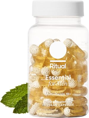 Ritual Multivitamin for Men 18+ with Zinc, Vitamin A and D3 for Immune Function Support*, Omega-3 DHA, B12, K2, Gluten Free, Non-GMO, Vegan, Mint Essenced, 30 Day Supply