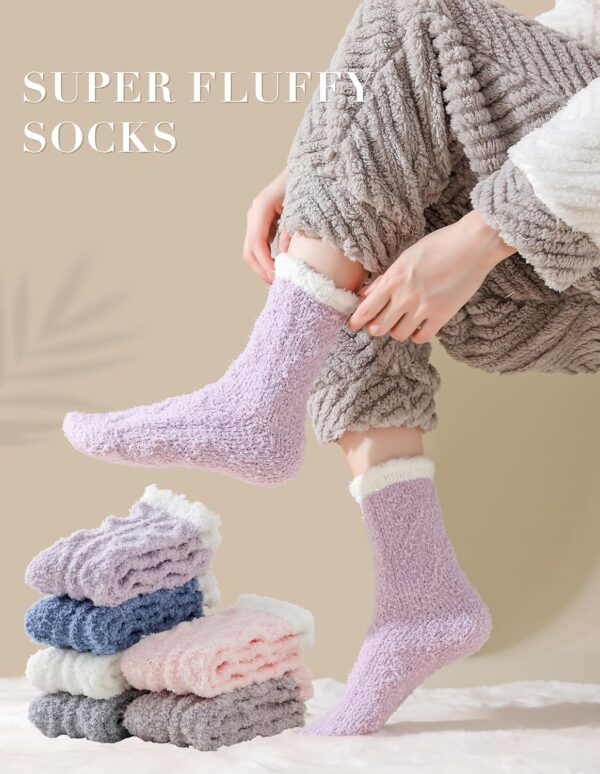 TEHOOK Warm & Cozy Gifts for Women, Fluffy Fuzzy Sock, Plush Sleeping Slipper Socks - Soft Warm Fabric - Image 2