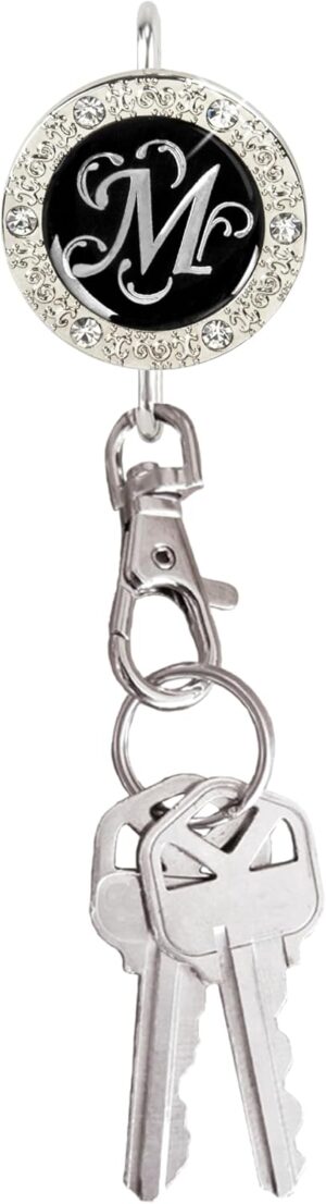 Women’s Bag Charm Key Finder, Car Keychain Hook, Cute Purse Organizer & Tote Bag Accessories, Gifts for Mom - Monogram Letter
