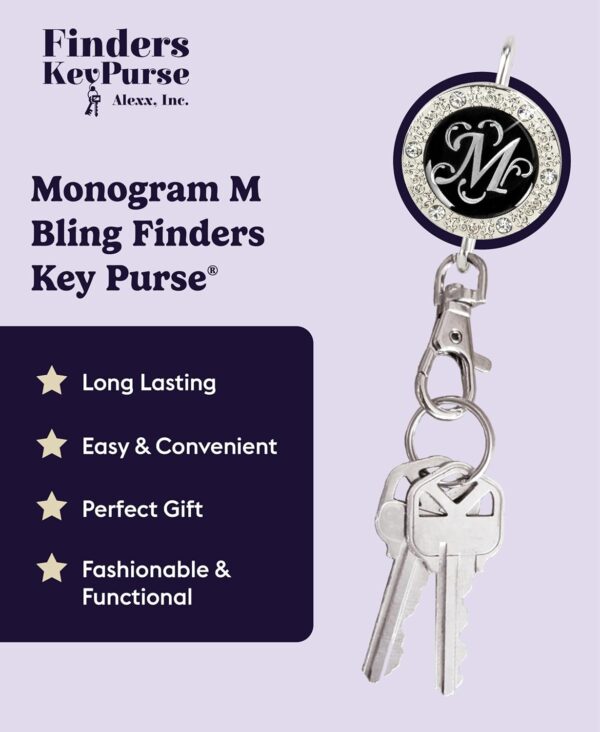 Women’s Bag Charm Key Finder, Car Keychain Hook, Cute Purse Organizer & Tote Bag Accessories, Gifts for Mom - Monogram Letter - Image 2