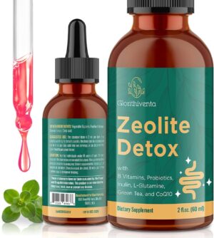 Zeolite Detox for Adults, Zeolite Liquid Drops with Vitamin B, Probiotic Blend, Gentle Detox for Adults, Energy, Gut, Focus - 2 Fl Oz (1 Bottle)