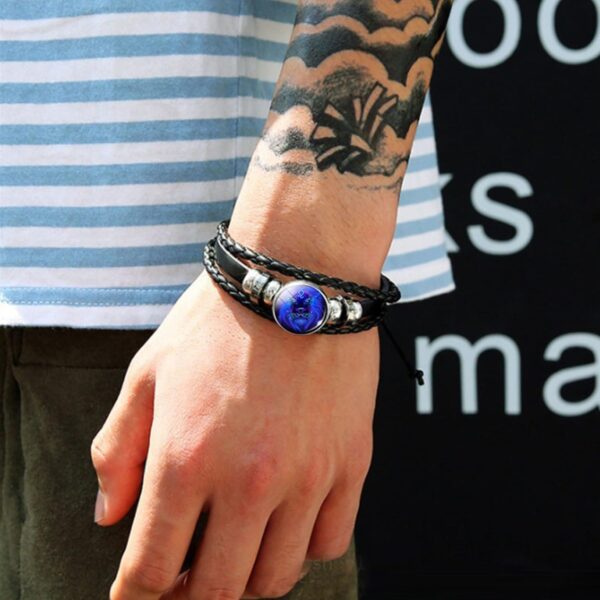 Zodiac Signs Spirit Bracelet Zodiac Bracelet for Women Men Adjustable 12 Constellation Bracelet Multilayer Zodiac Black Leather Bracelets Zodiac Sign Wrap Bracelet for Women Men Birthday Jewelry - Image 2