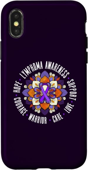 iPhone X/XS Hodgkin Lymphoma Awareness Purple Ribbon Cancer Advocate Case